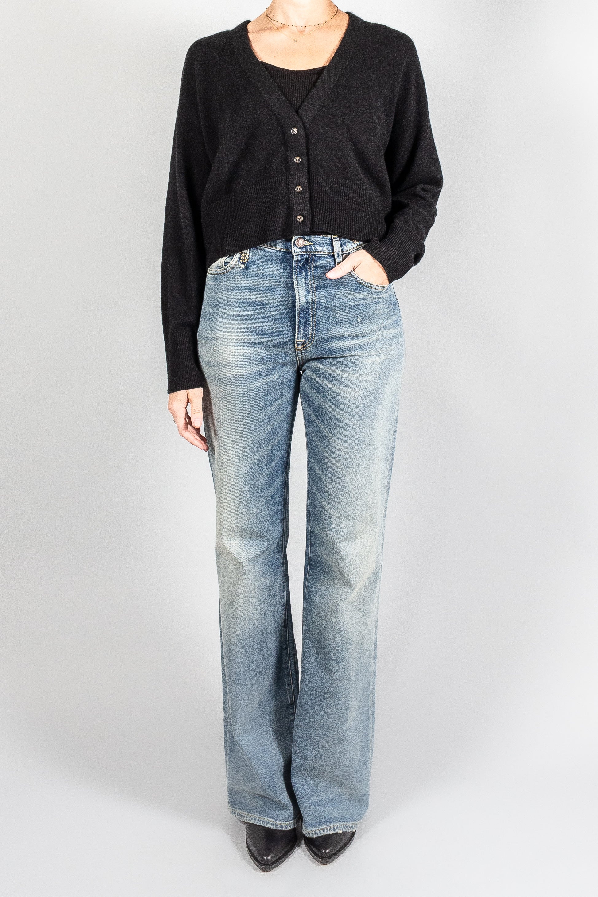 Le Kasha Cropped Cashmere Cardigan-Cardigans-T0-Misch-Vancouver-Canada