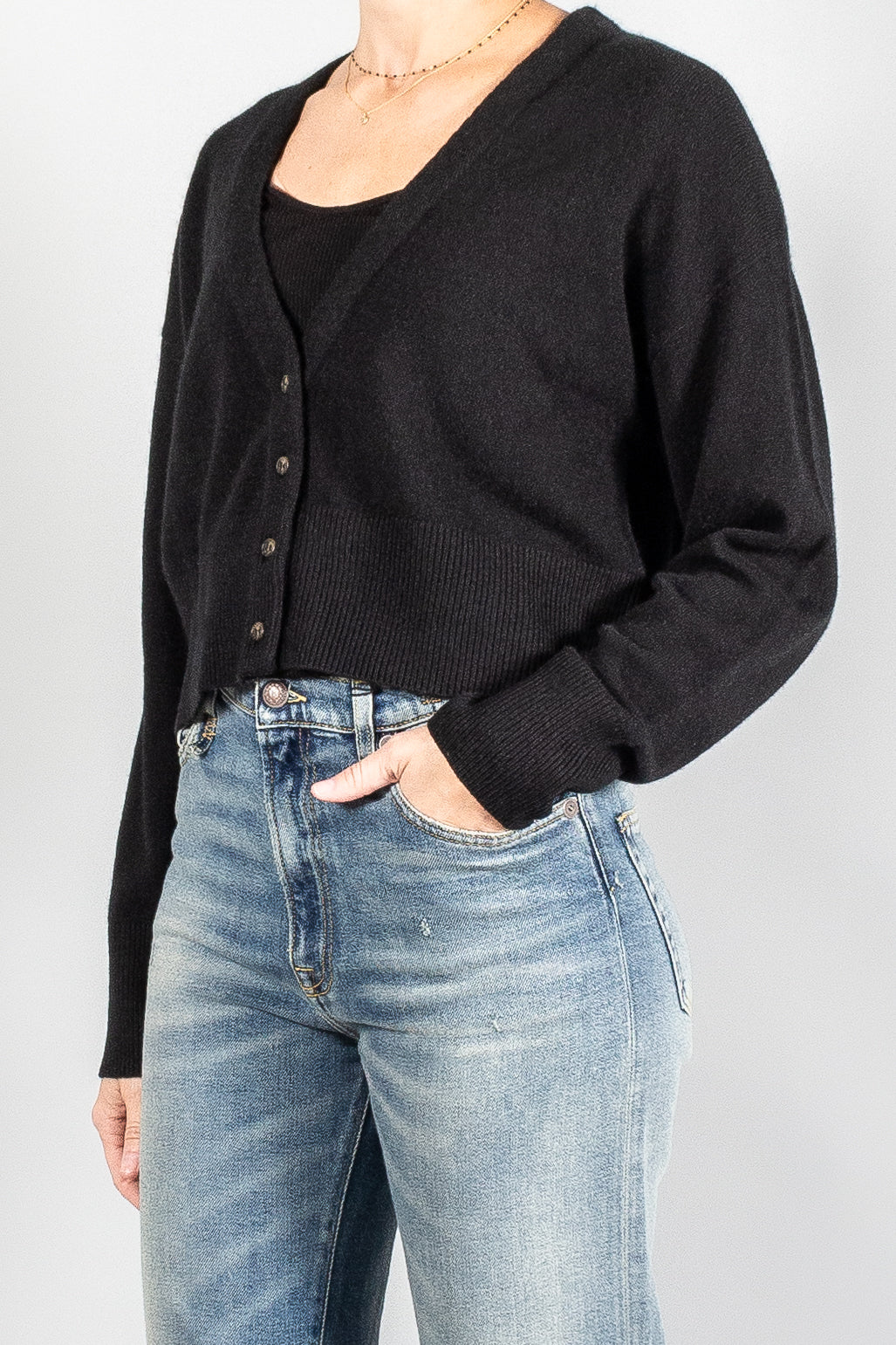 Le Kasha Cropped Cashmere Cardigan-Cardigans-T0-Misch-Vancouver-Canada