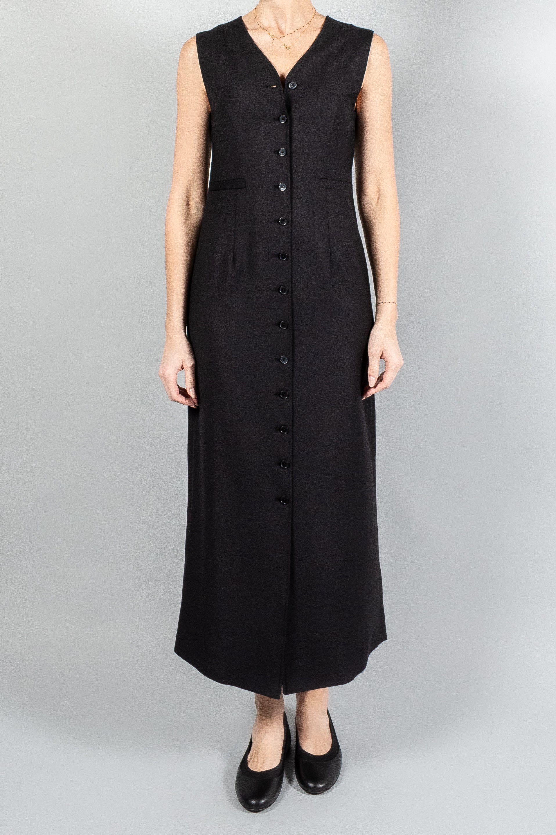 Loulou Studio Idika Long Buttoned Dress Black Misch Vancouver