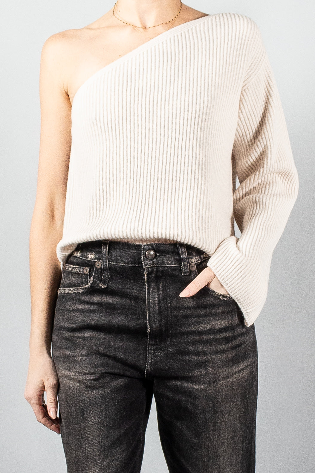 Forte Forte Rib Knit One Shoulder Sweater-Knitwear-Misch-Boutique-Vancouver-Canada-misch.ca