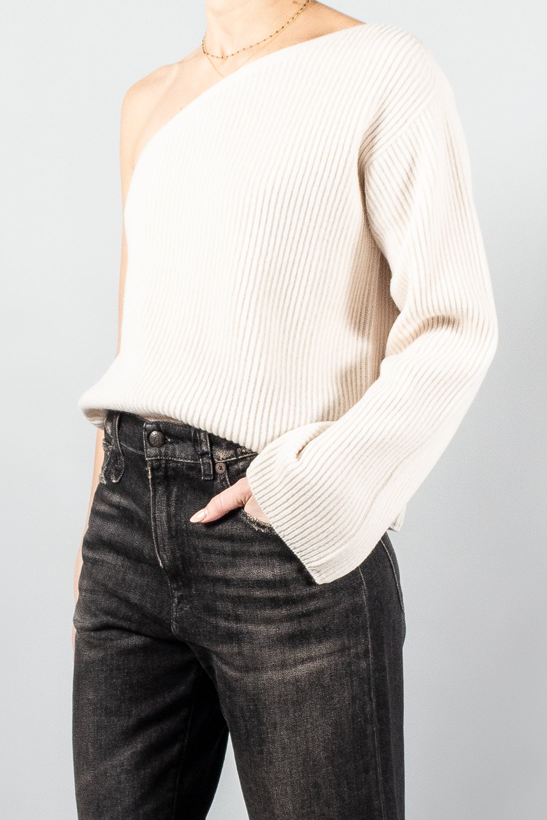 Forte Forte Rib Knit One Shoulder Sweater-Knitwear-Misch-Boutique-Vancouver-Canada-misch.ca