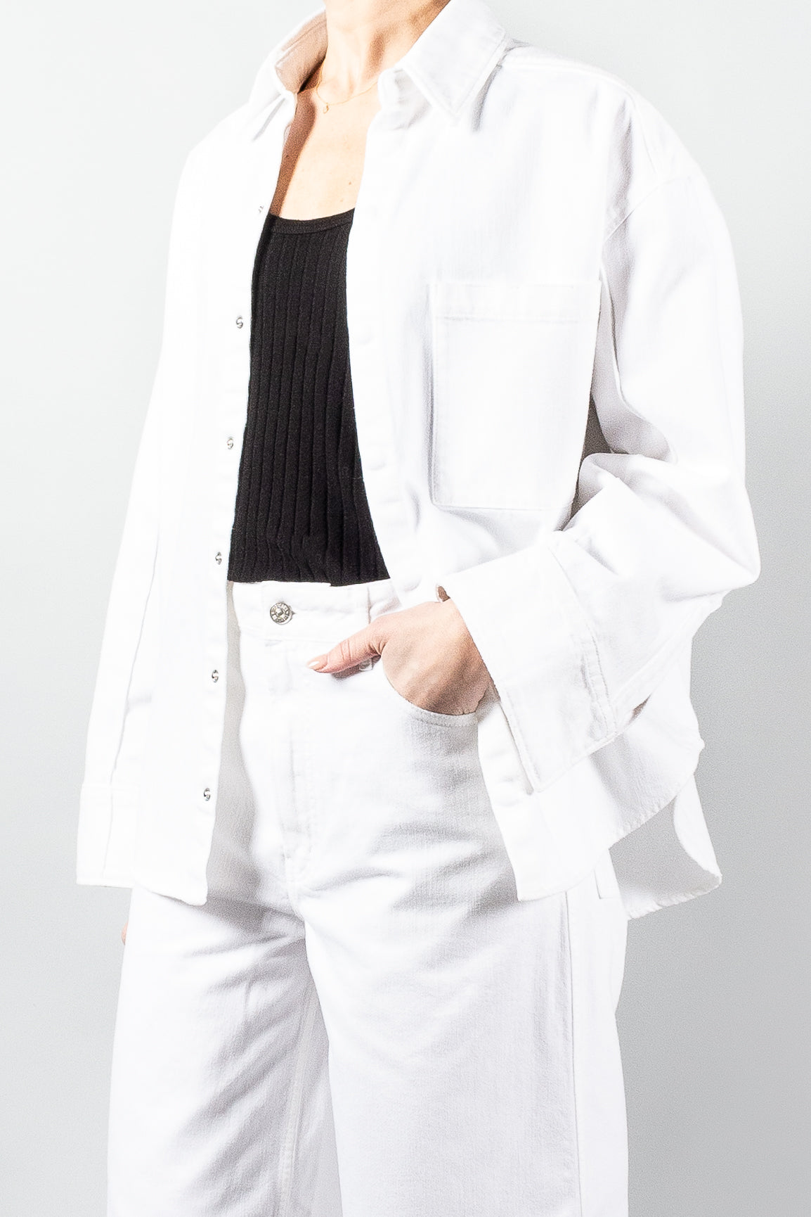 Gauchere White Denim Shirt Jacket-Jackets and Blazers-Misch-Boutique-Vancouver-Canada-misch.ca