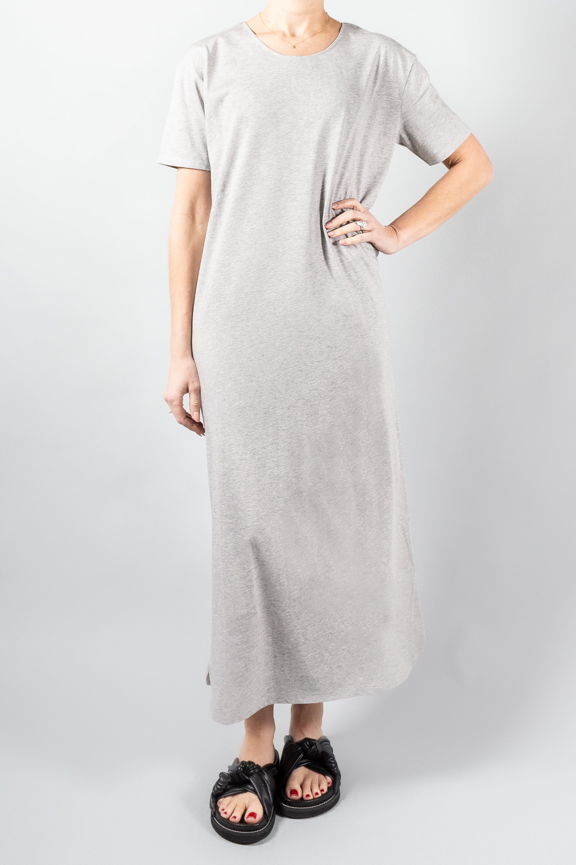 Loulou Studio Arue Cotton Dress Grey Melange Misch Vancouver