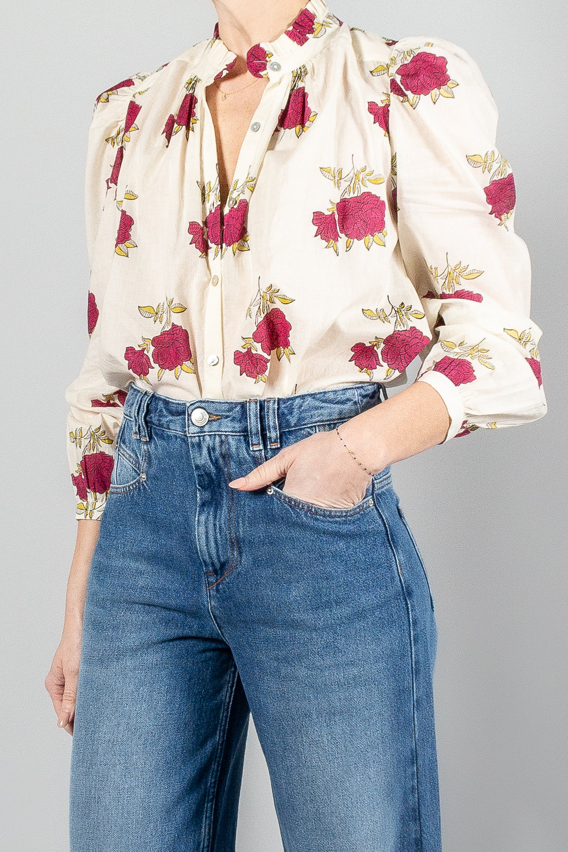 Alix Of Bohemia Annabel Cerise Rosette Shirt-Tops-Misch-Boutique-Vancouver-Canada-misch.ca