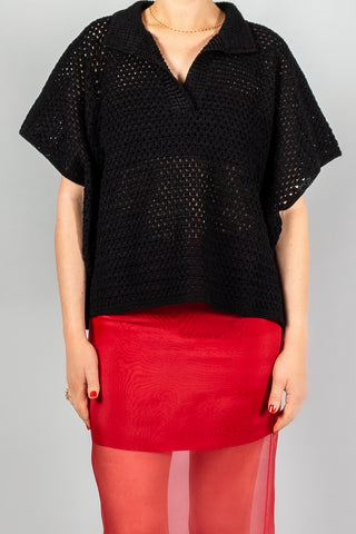 Maria McManus Hand Crochet Polo Cape-Tops-Misch-Boutique-Vancouver-Canada-misch.ca