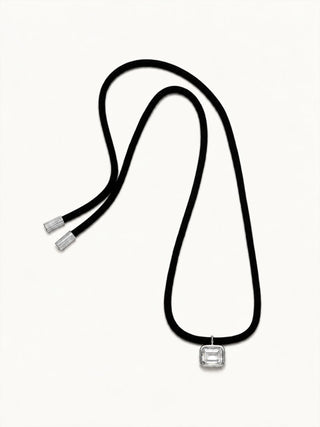 Dévé Brise-Soleil Necklace ~ Emerald Cut / Black Cord / Sterling Silver-Jewelry-Misch-Boutique-Vancouver-Canada-misch.ca