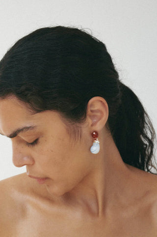 Completed Works Earrings With Blue Thread Resin And Agate-Jewelry-Misch-Boutique-Vancouver-Canada-misch.ca