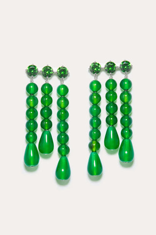 Completed Works H102 Green Agate Chalcedony Drop Earrings