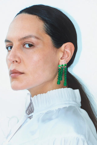 Completed Works H102 Green Agate Chalcedony Drop Earrings