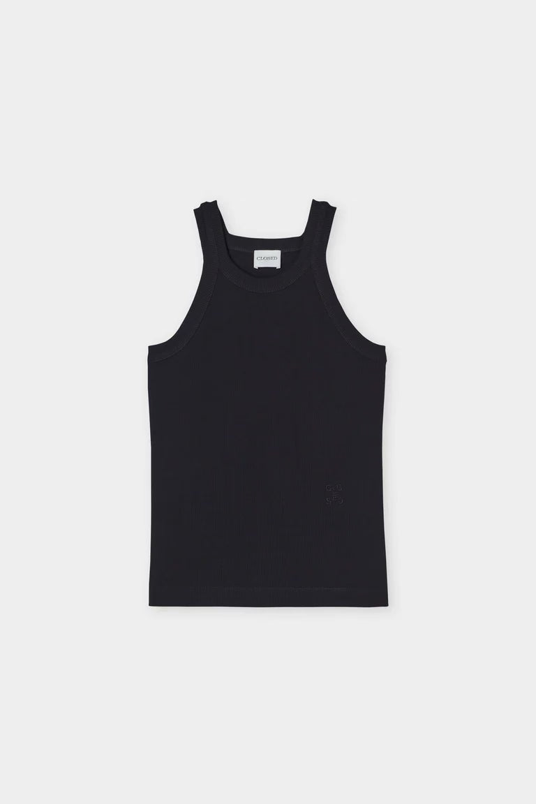 Closed Racer Tank Top - Black-Tops-Misch-Boutique-Vancouver-Canada-misch.ca