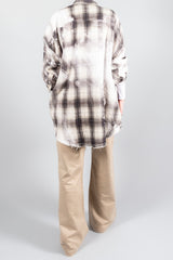 R13 Denim Shredded Seam Drop Neck Shirt
