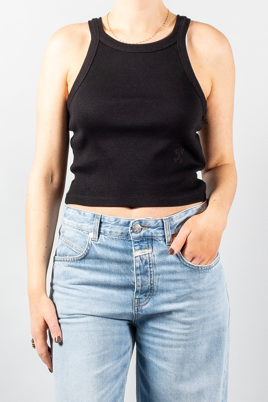 Closed Cropped Racer Top