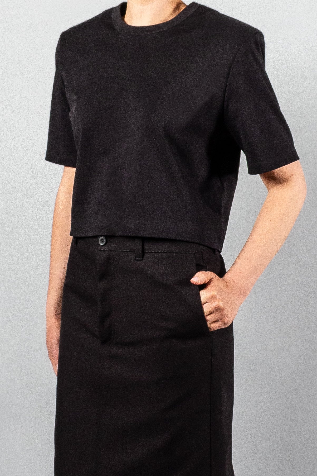 Wardrobe NYC Crop Shoulder Pad T-Shirt-Tops-Misch-Boutique-Vancouver-Canada-misch.ca