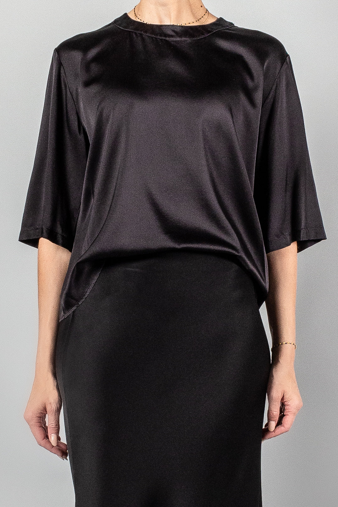 Forte Forte Stretch Satin Silk T-Shirt-Tops-Misch-Boutique-Vancouver-Canada-misch.ca