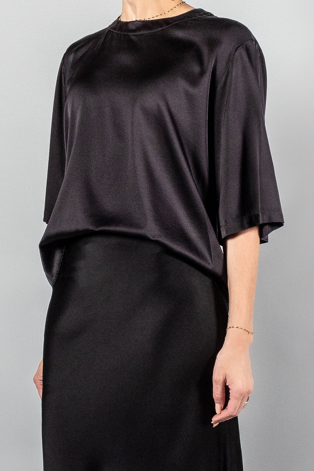 Forte Forte Stretch Satin Silk T-Shirt-Tops-Misch-Boutique-Vancouver-Canada-misch.ca