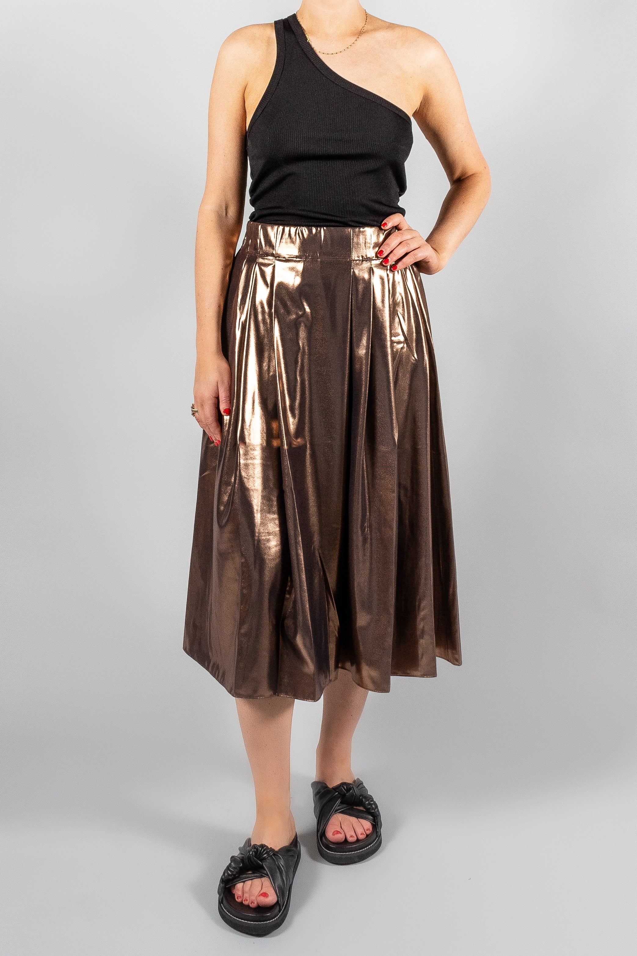 Maria Mcmanus Metallic Pleat Front Skirt-Skirts-Misch-Boutique-Vancouver-Canada-misch.ca