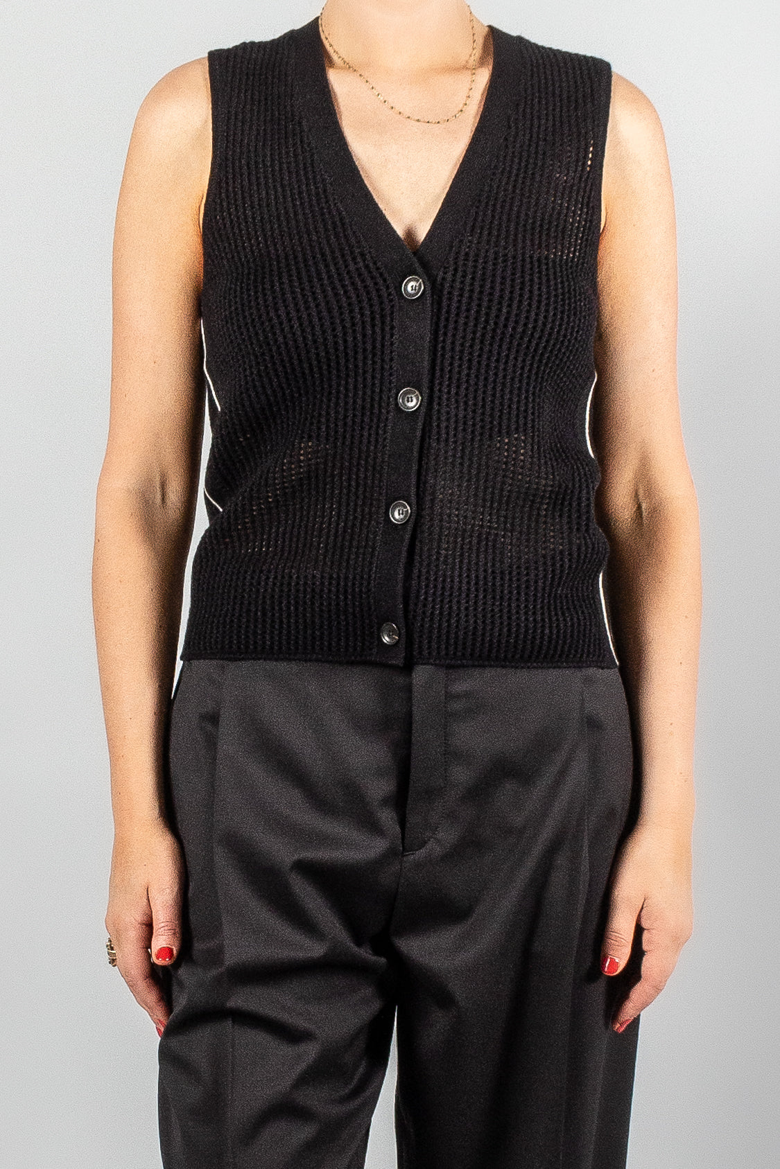 Maria Mcmanus Racer Back Mesh Vest-Jackets and Blazers-Misch-Boutique-Vancouver-Canada-misch.ca