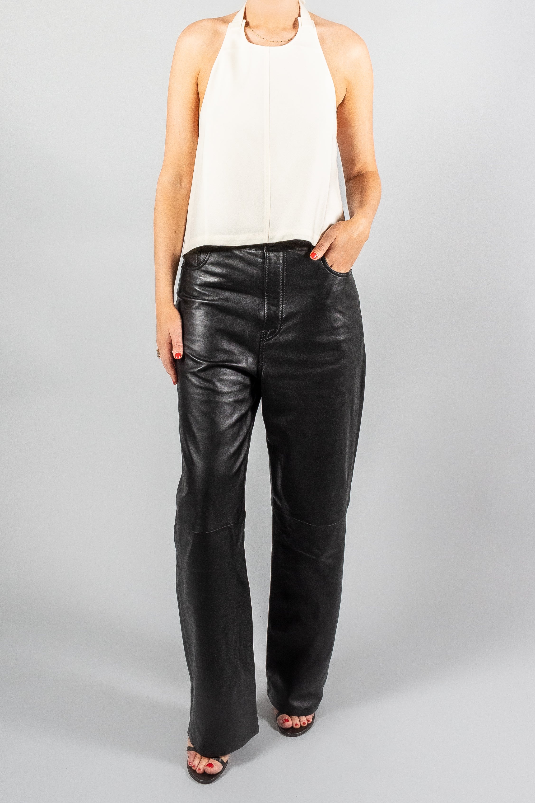 Wardrobe NYC Leather Low Rise Pant-Pants and shorts-Misch-Boutique-Vancouver-Canada-misch.ca