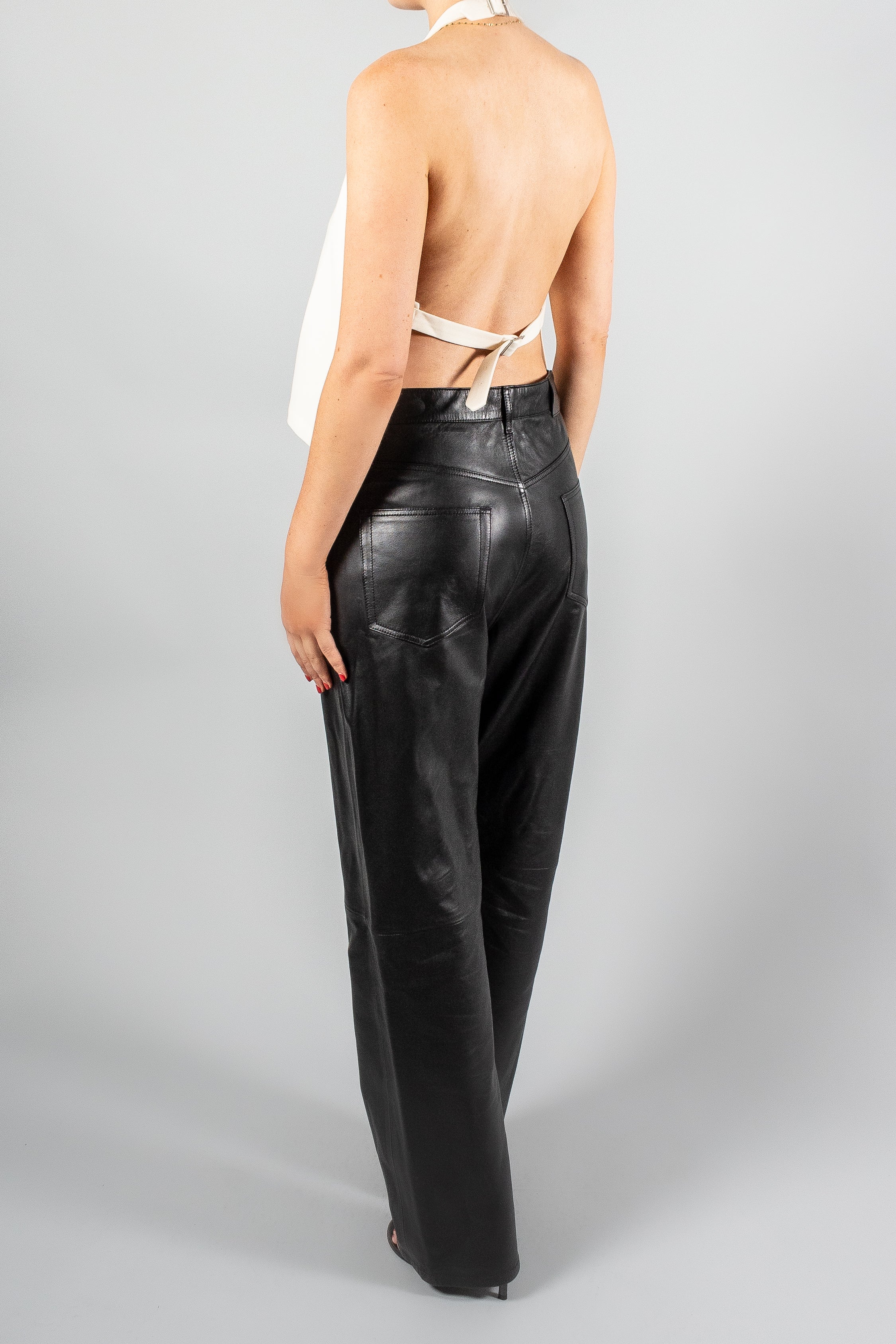 Wardrobe NYC Leather Low Rise Pant-Pants and shorts-Misch-Boutique-Vancouver-Canada-misch.ca