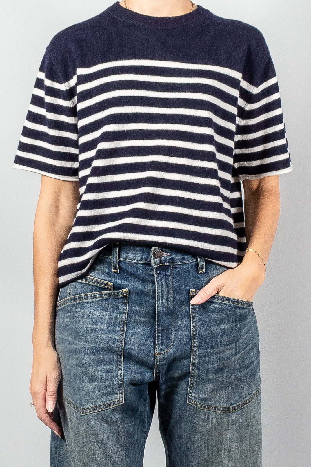 Lisa Yang Cila Striped Cashmere T-Shirt-Tops-Misch-Boutique-Vancouver-Canada-misch.ca