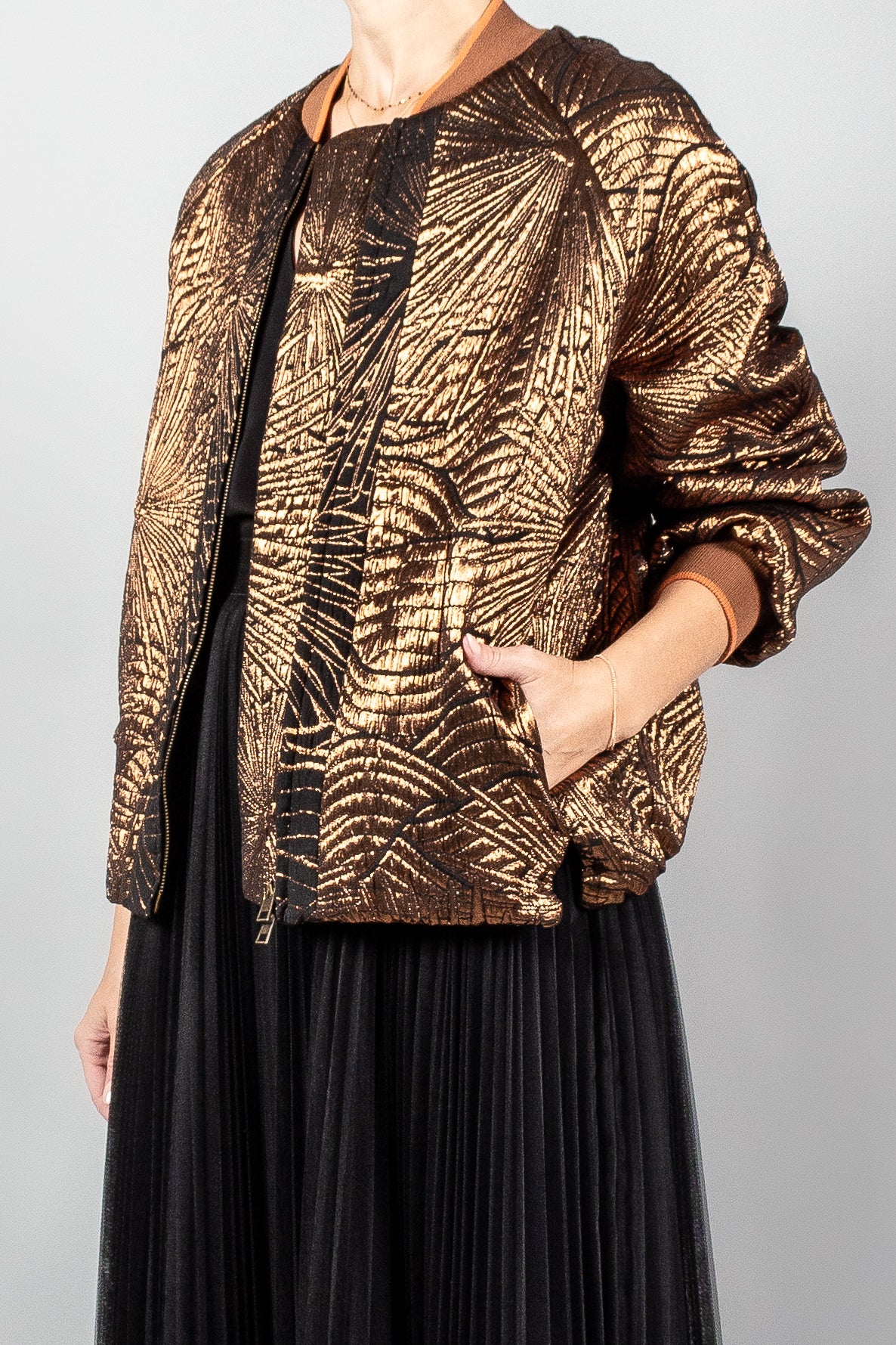 Forte Forte Golden Sunrise Jacquard Bomber-Jackets and Blazers-Misch-Boutique-Vancouver-Canada-misch.ca