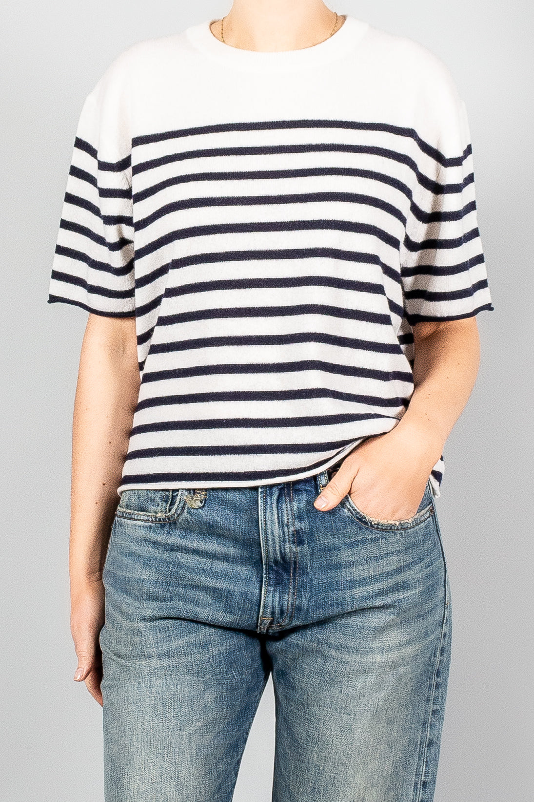 Lisa Yang Cila Striped Cashmere T-Shirt-tops-Misch-Boutique-Vancouver-Canada-misch.ca