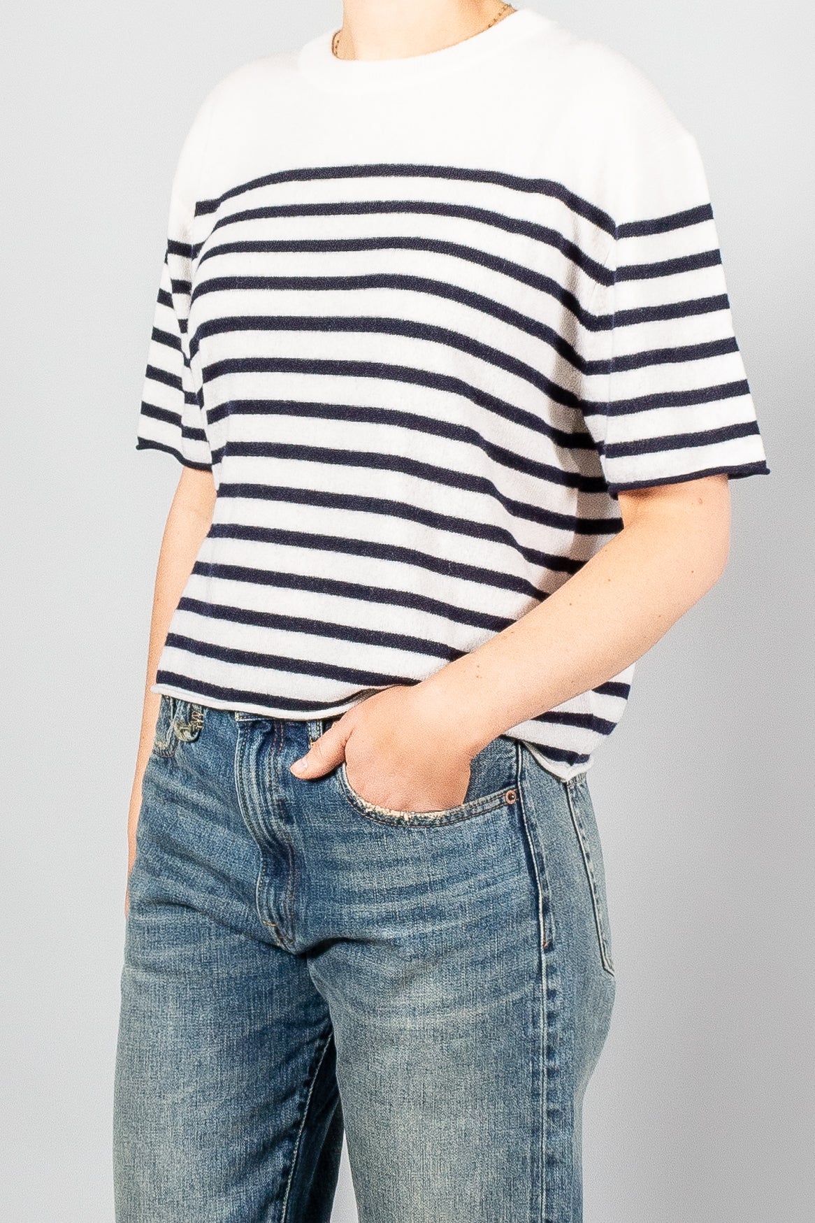 Lisa Yang Cila Striped Cashmere T-Shirt-tops-Misch-Boutique-Vancouver-Canada-misch.ca