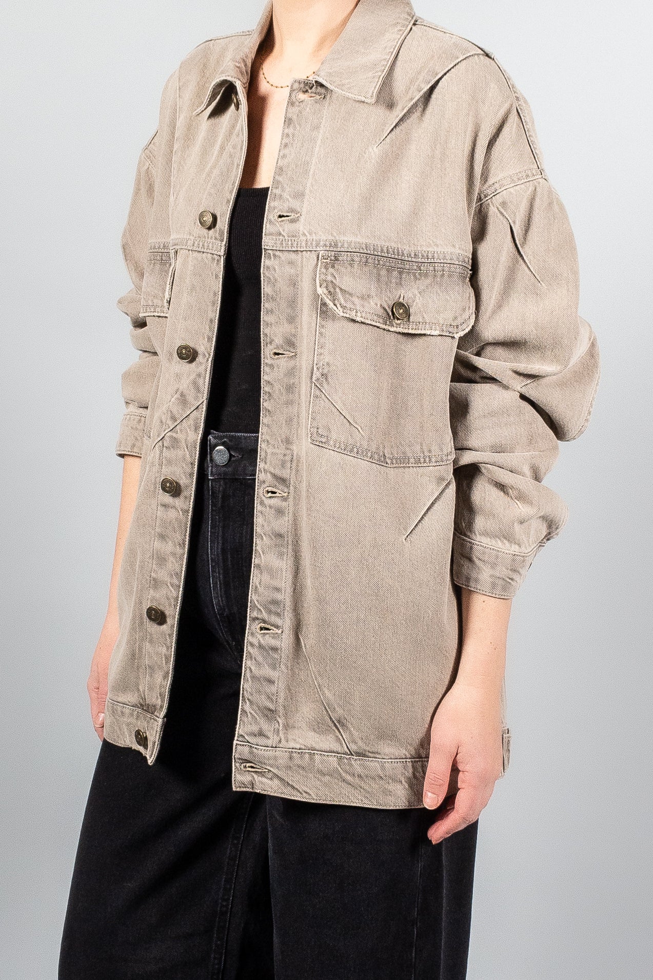 Gauchere Fold and Seam Detail Denim Jacket-Jackets and Blazers-Misch-Boutique-Vancouver-Canada-misch.ca