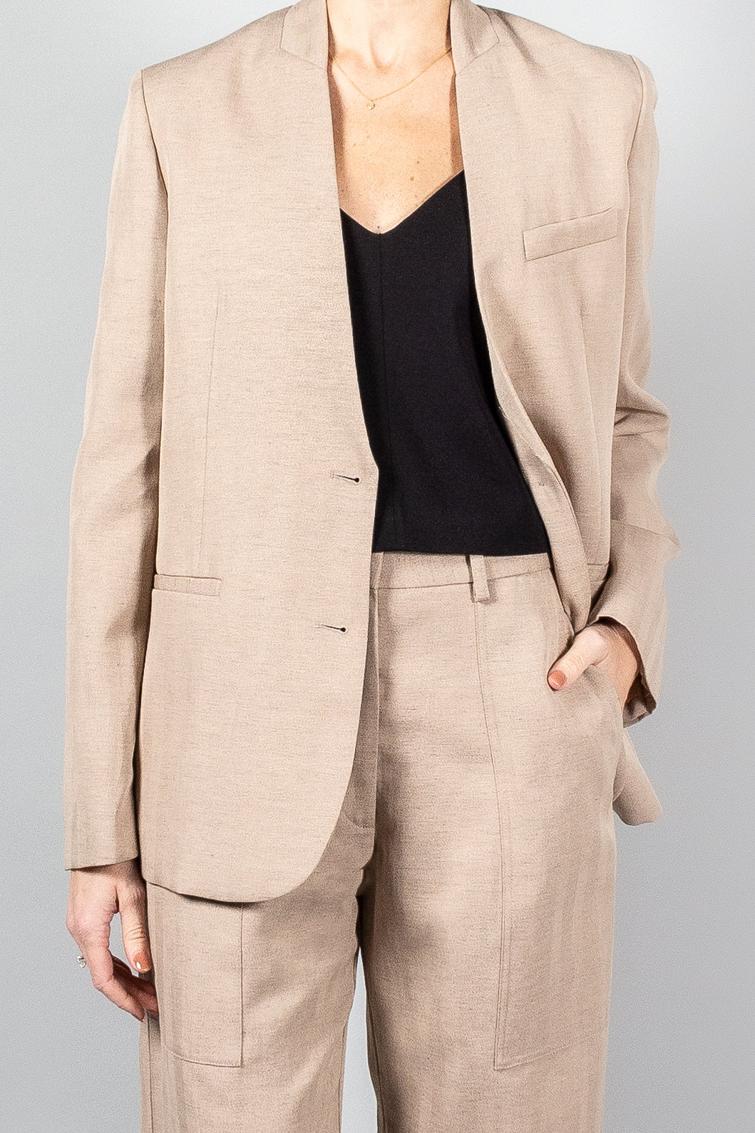 Forte Forte Harringbone Collarless Jacket-Jackets and Blazers-Misch-Boutique-Vancouver-Canada-misch.ca