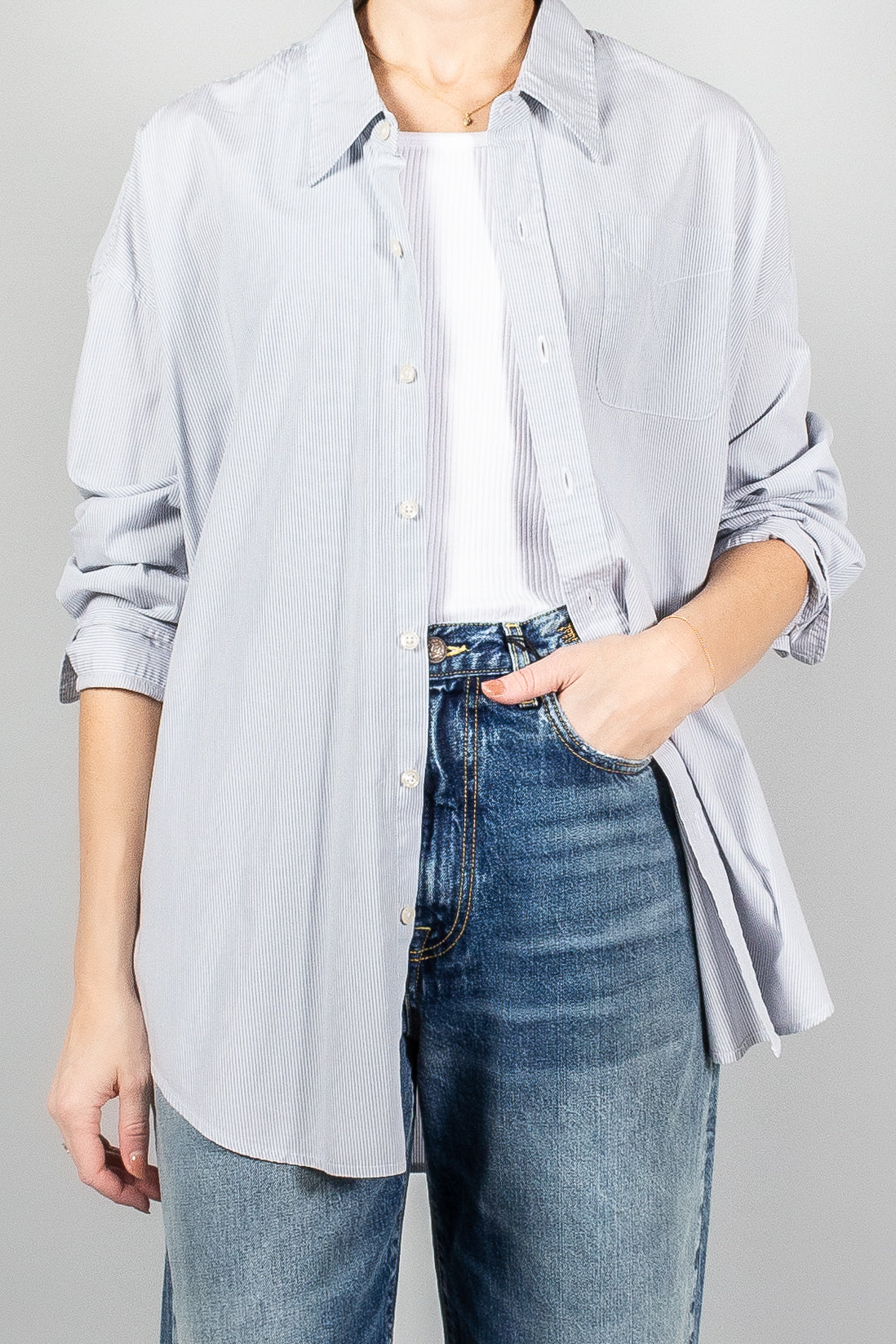 R13 Drop Neck Oxford Shirt-Tops-Misch-Boutique-Vancouver-Canada-misch.ca