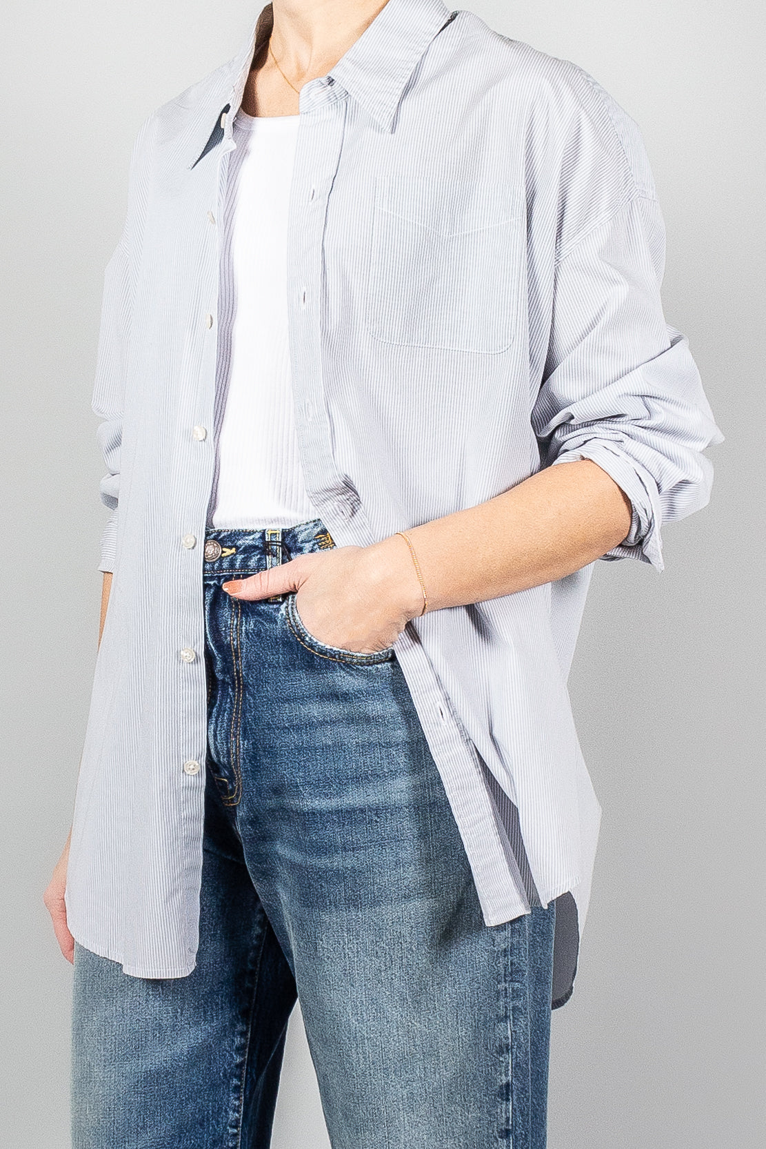 R13 Drop Neck Oxford Shirt-Tops-Misch-Boutique-Vancouver-Canada-misch.ca