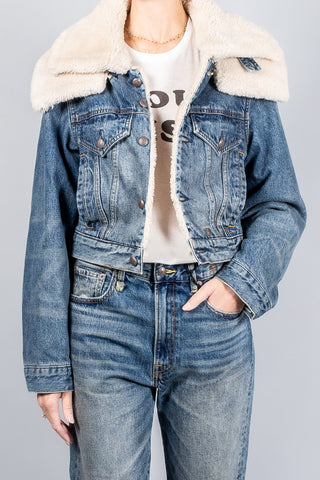 R13 Double Collar Sherpa Trucker Jacket