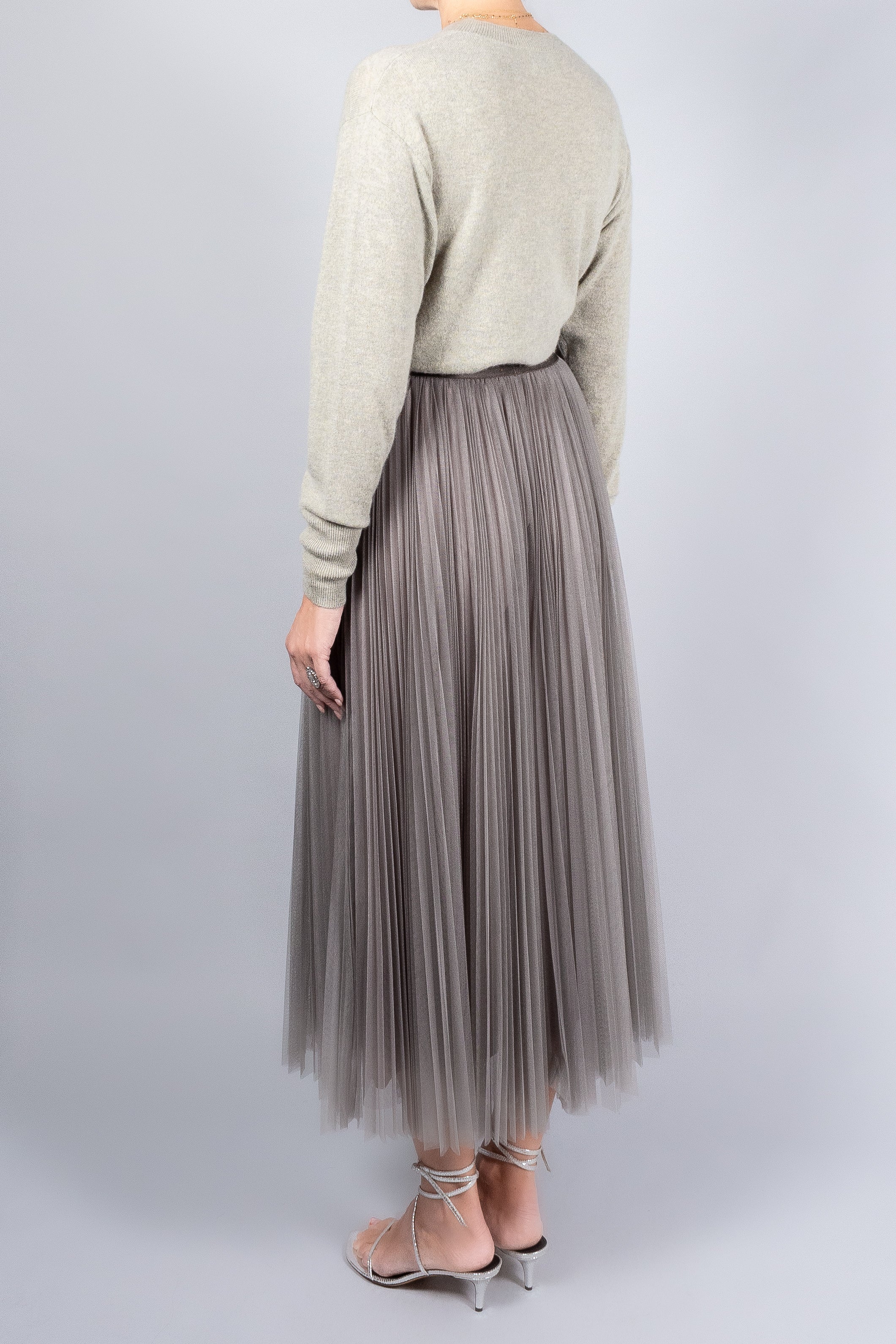 Forte Forte Tulle Soleil Pliss' Skirt Stone Misch Vancouver