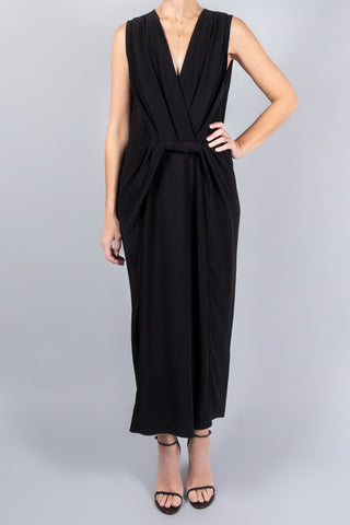 Marina Moscone V-Neck Draped Twist Belt Dress-Dresses and Jumpsuits-Misch-Boutique-Vancouver-Canada-misch.ca
