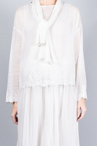 Forte Forte Embroidered Blouse With Scarf-Tops-Misch-Boutique-Vancouver-Canada-misch.ca