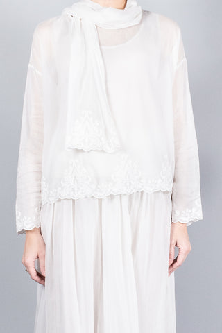 Forte Forte Embroidered Blouse With Scarf-Tops-Misch-Boutique-Vancouver-Canada-misch.ca