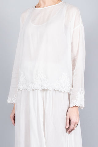 Forte Forte Embroidered Blouse With Scarf-Tops-Misch-Boutique-Vancouver-Canada-misch.ca