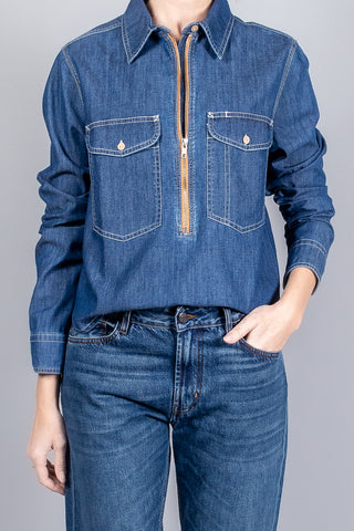 Yigal Azrouel Denim Rose Denim Top-Tops-Misch-Boutique-Vancouver-Canada-misch.ca