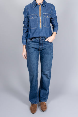 Yigal Azrouel Denim Rose Denim Top-Tops-Misch-Boutique-Vancouver-Canada-misch.ca