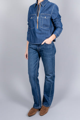 Yigal Azrouel Denim Rose Denim Top-Tops-Misch-Boutique-Vancouver-Canada-misch.ca