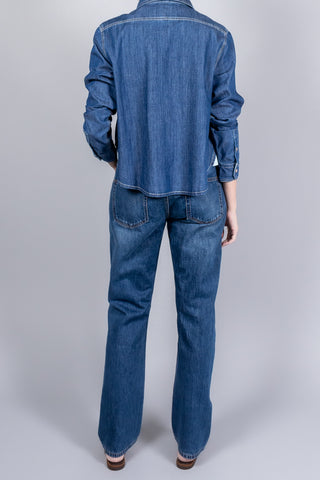 Yigal Azrouel Denim Rose Denim Top-Tops-Misch-Boutique-Vancouver-Canada-misch.ca