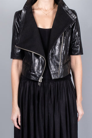 Yigal Azrouel Cropped Leather Jacket-Jackets and Blazers-Misch-Boutique-Vancouver-Canada-misch.ca