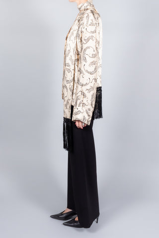 Forte Forte Royal Leopard Shirt with Satin Fringed Scarf-Tops-Misch-Boutique-Vancouver-Canada-misch.ca