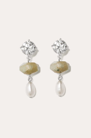 Completed Works P254 Agate, Zirconia, and Pearl Drop earring
