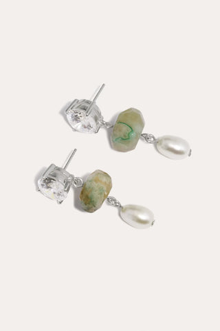Completed Works P254 Agate, Zirconia, and Pearl Drop earring